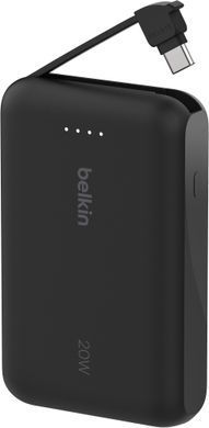 Belkin Акумулятор портативний літій-іонний Power Bank 10000мА&middot;год, 20Вт, з інтегрованим кабелем USB-C, чорний BPB021HQBK фото