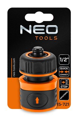Neo Tools Конектор для шланга 1/2", з аквастопом, двокомпонентний 15-721 фото