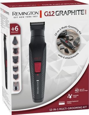 Remington Набір для стрижки Graphite, для голови, вусів, бороди,носа і тіла, акум., насадок-6, чорний PG2120 фото