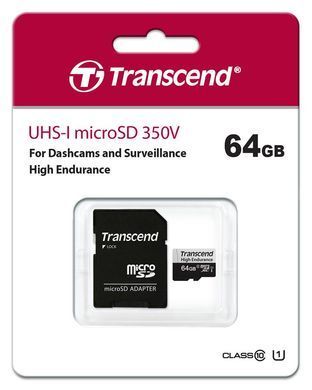 Transcend Карта памяти microSD 64GB C10 UHS-I U1 High Endurance (85TB) TS64GUSD350V фото