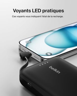 Belkin Акумулятор портативний літій-іонний Power Bank 10000мА&middot;год, 20Вт, з інтегрованим кабелем USB-C, чорний BPB021HQBK фото