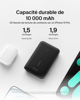 Belkin Акумулятор портативний літій-іонний Power Bank 10000мА&middot;год, 20Вт, з інтегрованим кабелем USB-C, чорний BPB021HQBK фото