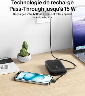 Belkin Акумулятор портативний літій-іонний Power Bank 10000мА&middot;год, 20Вт, з інтегрованим кабелем USB-C, чорний BPB021HQBK фото