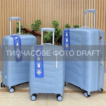 Набор чемоданов 2E, M7980, полипропилен, (L+M+S), молния anti theft, 4 колеса, кодовий замок, голубой 2E-PP-M7980-SET3-LB фото