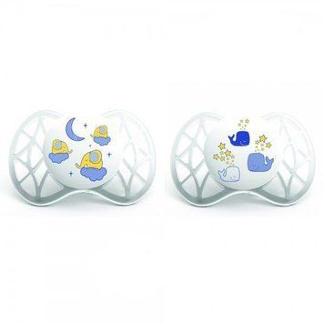 Пустушка симетрична Nuvita Air 0м+ 2 шт. світиться в темряві NV7063 фото