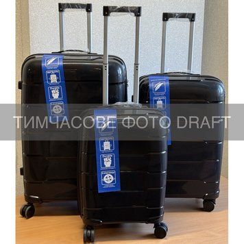 Набор чемоданов 2E, M6910, полипропилен, (L+M+S), молния anti theft, 4 колеса, кодовий замок, чёрный 2E-PP-M6910-SET3-BK фото