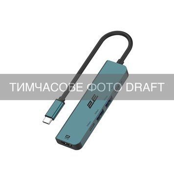 2E Хаб 2E USB-С > 2xUSB-A/2xUSB-C PD/HDMI, 0.15м, Pine Green 2E-W3905 фото