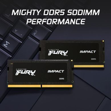 Kingston Пам'ять ноутбука Kingston DDR5 32GB KIT (16GBx2) 6000 FURY Impact XMP KF560S38IBK2-32 фото