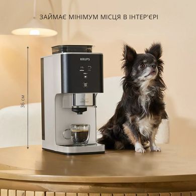 Krups Кавомашина Krups Coffee Crush, 1.8л, зерно, ОLED дисплей, авторецептів - 2, метал, чорно-бежевий SA4001E0 фото