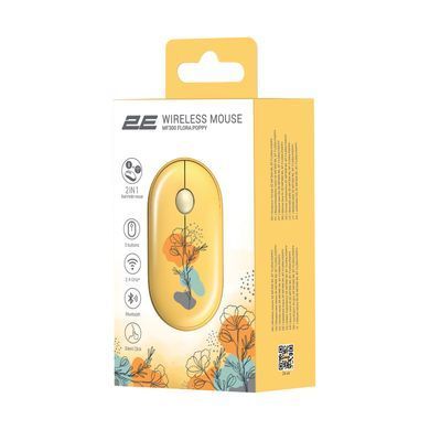 2E Миша MF300 FLORA:POPPY Silent WL BT, жовтий 2E-MF300WFLORAYW фото