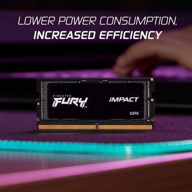 Kingston Пам'ять ноутбука Kingston DDR5 32GB KIT (16GBx2) 6000 FURY Impact XMP KF560S38IBK2-32 фото