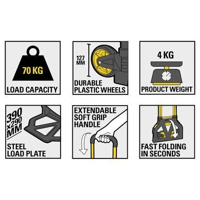 Stanley universal cargo trolley, folding, platform 39x28cm, up to 70kg, weight 3.9kg SXWT-FT580 фото