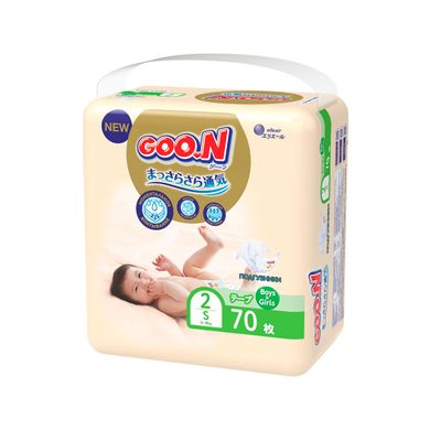 Підгузки GOO.N Premium Soft для дітей 4-8 кг (розмір 2(S), на липучках, унісекс, 70 шт) 863223 фото