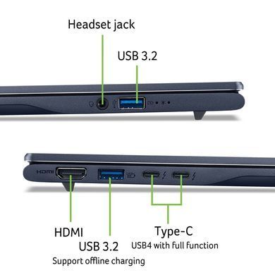 Acer Ноутбук Swift 14 AI SF14-51 14.5" 2.8K OLED, Intel U5-226V, 16GB, F512GB, UMA, Win11, синій NX.J2KEU.001 фото