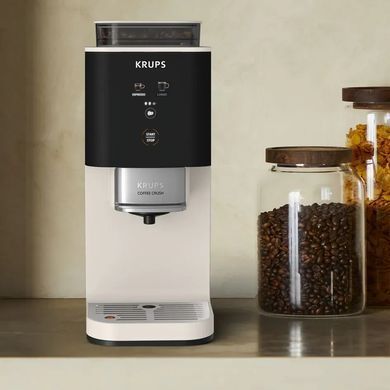 Krups Кавомашина Krups Coffee Crush, 1.8л, зерно, ОLED дисплей, авторецептів - 2, метал, чорно-бежевий SA4001E0 фото