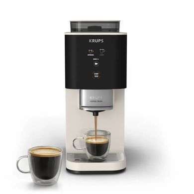 Krups Кавомашина Krups Coffee Crush, 1.8л, зерно, ОLED дисплей, авторецептів - 2, метал, чорно-бежевий SA4001E0 фото