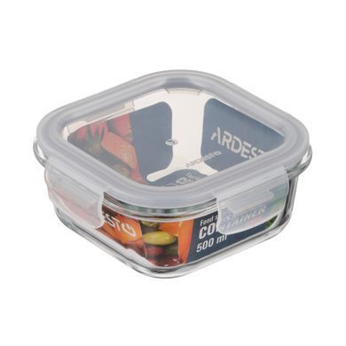 ARDESTO Food storage container Gemini 0.5l, borosilicate glass, plastic, square, transparent AR1250BSQ фото