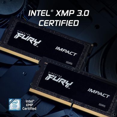 Kingston Пам'ять ноутбука Kingston DDR5 32GB KIT (16GBx2) 6000 FURY Impact XMP KF560S38IBK2-32 фото
