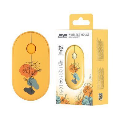 2E Миша MF300 FLORA:POPPY Silent WL BT, жовтий 2E-MF300WFLORAYW фото