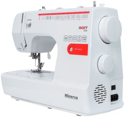 Швейная машинка MINERVA NEXT 532A, электромех., 32 швейных операций, петля автомат, 85Вт, белый+красный NEXT532A фото