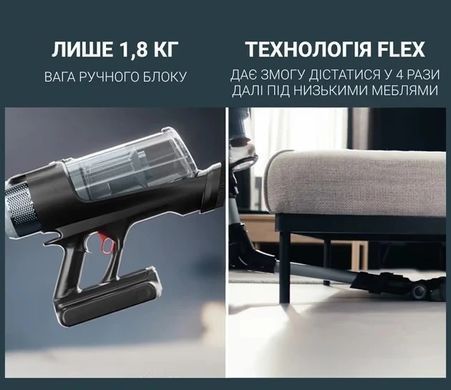 Rowenta Пилосос Rowenta безпровідний X-Force Flex 16.60 Animal, 315Вт, вологе прибирання, конт пил -0.65л, автон. робота до 120хв, HEF system 99,9%, чорно-сірий RH9C71E0 фото