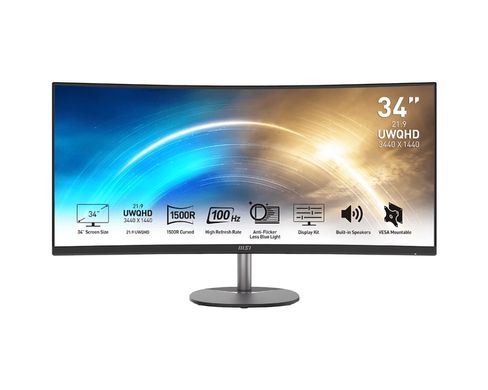 MSI Монитор 34" PRO MP341CQ 2xHDMI, DP, MM, VA, 3440x1440, 21:9, 100Hz, 4ms, sRGB 116%, CURVED, FreeSync 9S6-3PB2CT-002 фото