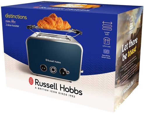 Toaster Russell Hobbs Distinctions 2-Slice, 1670W, plastic, heating, defrosting, blue 26431-56 фото
