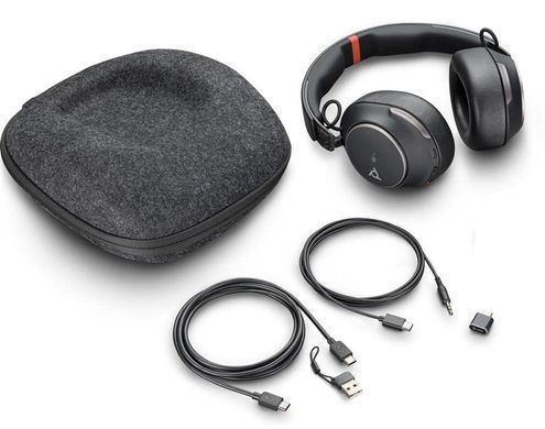 Poly Гарнітура комп'ютерна стерео On-ear Voyager Surround 80-M, BT 5.3, USB-A, USB-C, 3.5 мм, 10 x Omni-mic, ANC, чорний 8G7U0AA фото