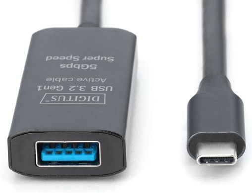 Digitus Удлинитель USB 3.2 Gen1 Active Cable 5G, C/M-A/F, 5м, черный DA-73110 фото