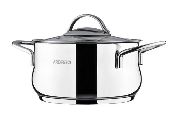 Каструля Ardesto BLACK MARS, скляна кришка, 4.3 л, нержавіюча сталь AR0743S фото