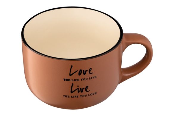 Чашка Ardesto Way of life, 550 мл, коричневая, керамика AR3478BR фото