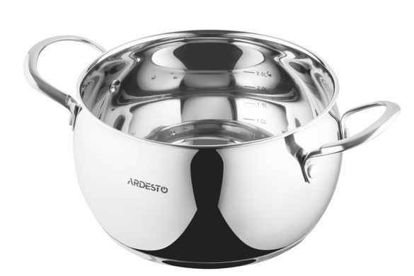 Каструля Ardesto Gemini Liguria, скляна кришка, 4.0 л, нержавіюча сталь AR4340GB фото