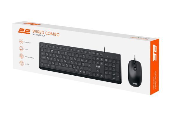 2E Комплект клавіатура та миша MK405 USB-A, EN/UK/RU, чорний 2E-MK405UBK фото