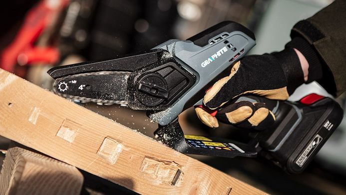 Neo Tools Пила ланцюгова акумуляторна Graphite Energy+ 18В Li-lon 10см 4.6м/сек 1.25кг без АКБ та ЗП 58GE116 фото