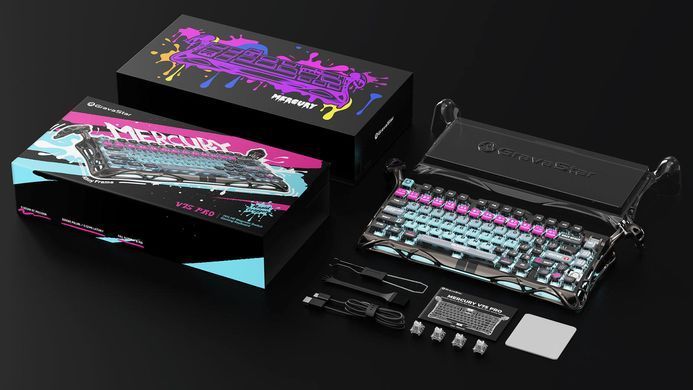 GravaStar Клавіатура механічна Mercury V75 Pro 80keys, Magnetic Jade Gaming, 8K, USB-A, RGB, Cyberpunk GS_V75_PRO_RM_EGRY фото