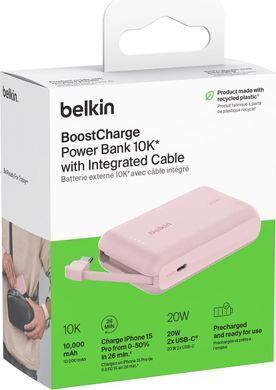 Belkin Портативное зарядное устройство Power Bank 10000мАч, 20Вт, USB-C, розовый BPB021HQPK фото