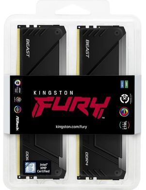 Kingston Пам'ять ПК Kingston DDR4 16GB KIT (8GBx2) 3200 FURY Beast RGB KF432C16BB2AK2/16WP фото