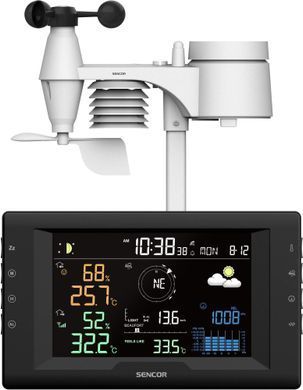 Sencor meteorological station, in/out measurement, CR2032x1+AAx3, temperature, humidity, time, weather forecast, atm. pressure, wind speed SWS9400 фото