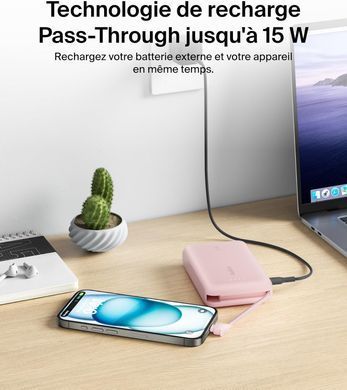 Belkin Портативное зарядное устройство Power Bank 10000мАч, 20Вт, USB-C, розовый BPB021HQPK фото