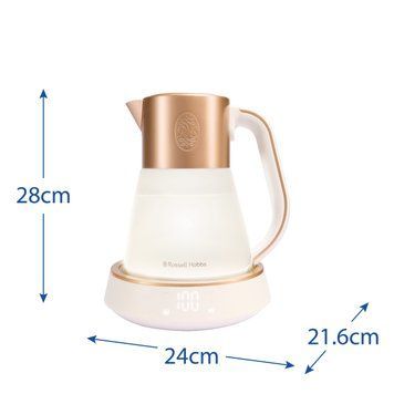 Russell Hobbs Электрочайник Calm, 1.7л, стекло, музыка, подсветка, сенсор, бело-медный 27450-70 фото