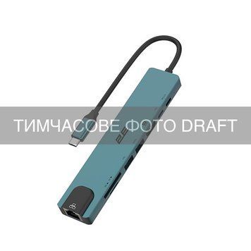 2E Хаб 2E USB-С > 2xUSB-A/2xUSB-C PD/HDMI/microSD/SD/Ethernet, 0.15м, Pine Green 2E-W3921 фото