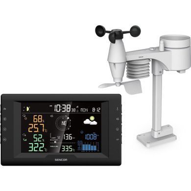 Sencor meteorological station, in/out measurement, CR2032x1+AAx3, temperature, humidity, time, weather forecast, atm. pressure, wind speed SWS9400 фото
