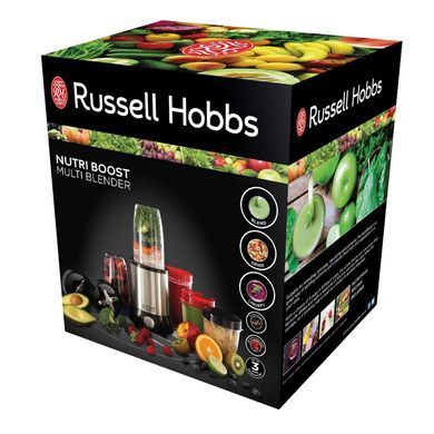 Блендер Russell Hobbs стаціонарний Nutri Boost, 700Вт, чаша-700мл, чопер 300мл, чорно-сріблястий 23180-56 фото