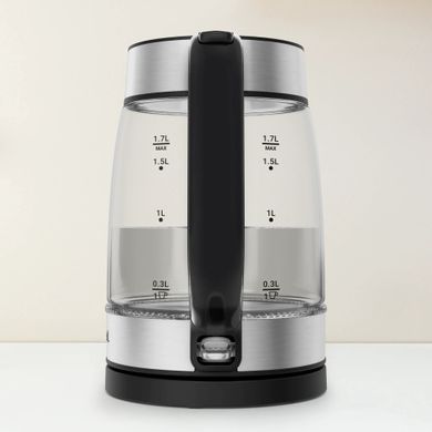 Tefal Электрочайник Glass Kettle 1.7л, стекло, с подсветкой, серебристо-черный KI605830 фото