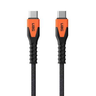 UAG Кабель USB-C > USB-C заряджання/синхронізації, 1.5м, 60Вт, Type-C, Rugged Kevlar, Black/Orange 9B4413114097 фото