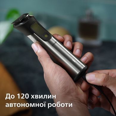 Philips Триммер Series 9000 для бороды, усов,головы, тела, интим.зон, акум., насадок-15, OneBlade в компл., сталь, серый MG9552/15 фото