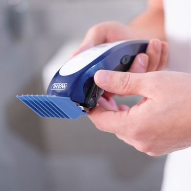 Moser WAHL hair clipper Color Pro Lithium, network, vibration motor, nozzles-10, steel, case, white-blue 79600-3716 фото