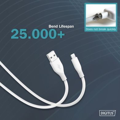 Digitus Кабель USB-A > Lightning зарядки/синхронизации, 1м, USB 2.0, 12W, силиконовый, белый AK-600108-010-W фото
