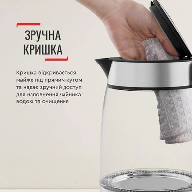 Tefal Электрочайник Glass Kettle 1.7л, стекло, с подсветкой, серебристо-черный KI605830 фото