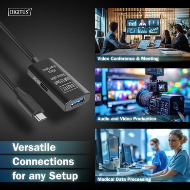 Digitus Удлинитель USB 3.2 Gen1 Active Cable 5G, C/M-A/F, 10м, черный DA-73111 фото